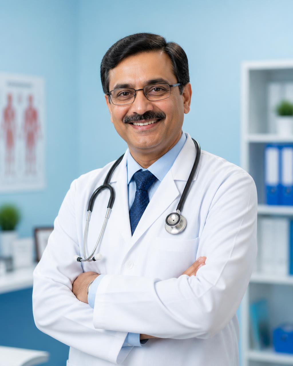 Dr. Chander Bafna, Diabetologist, at the clinic